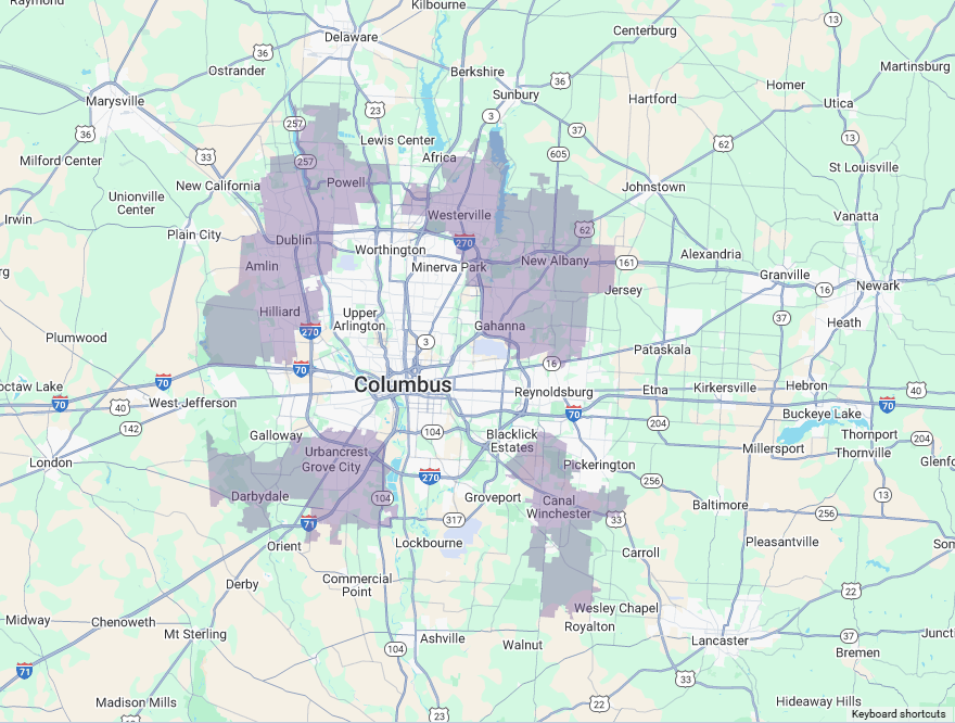 Columbus OH Mobile Vet Service Area